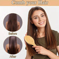 Pente de bambu natural com almofada de ar - embeleza - me.com