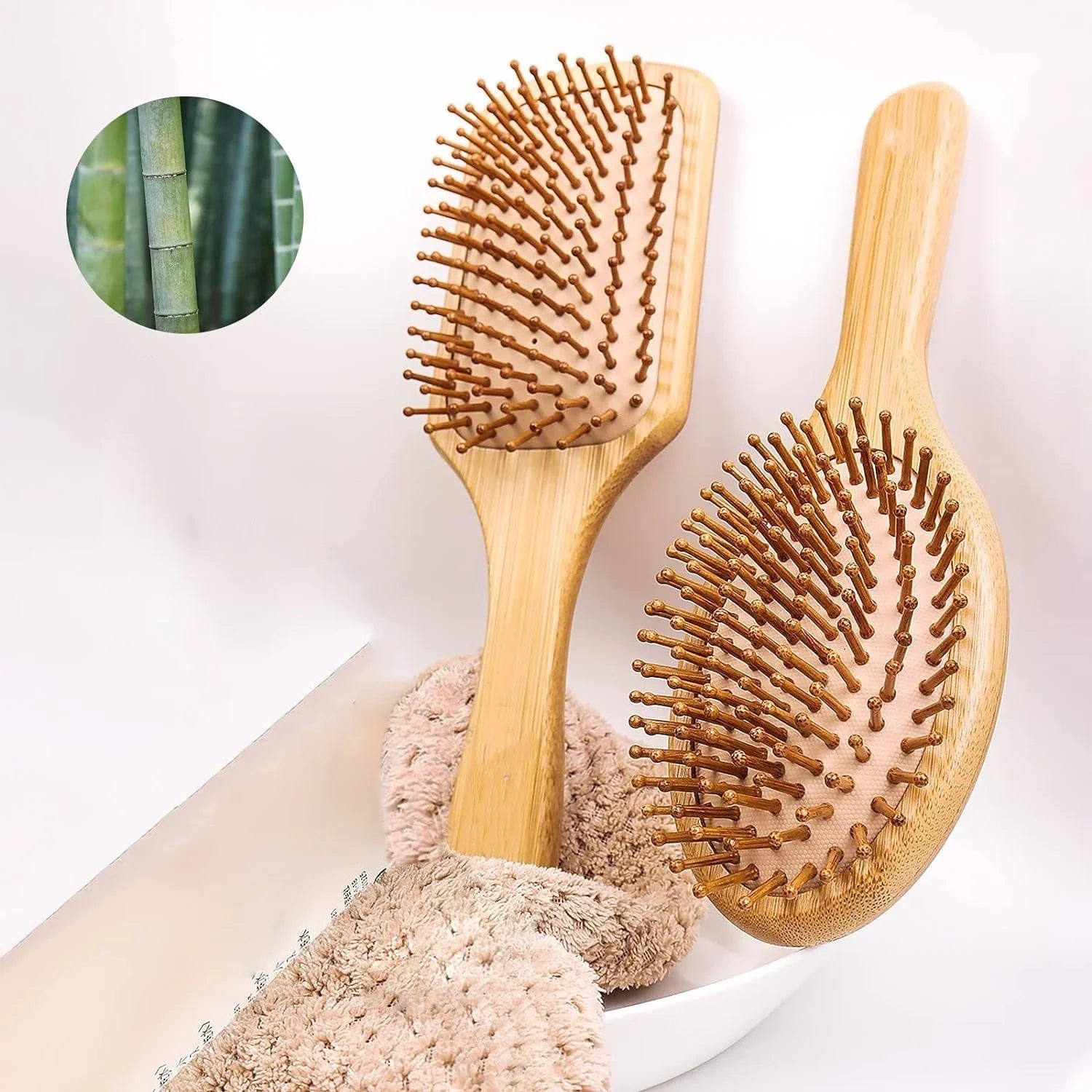 Pente de bambu natural com almofada de ar - embeleza - me.com