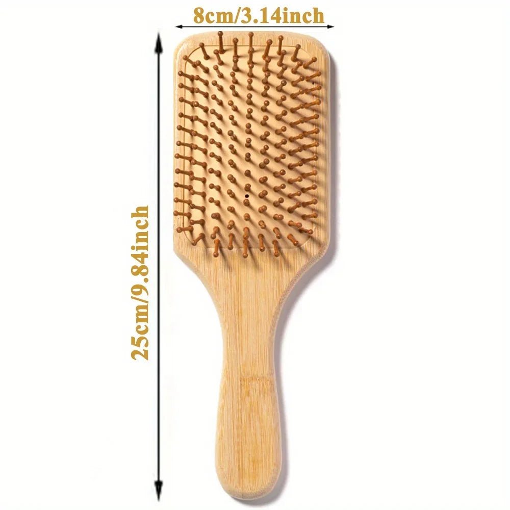 Pente de bambu natural com almofada de ar - embeleza - me.com