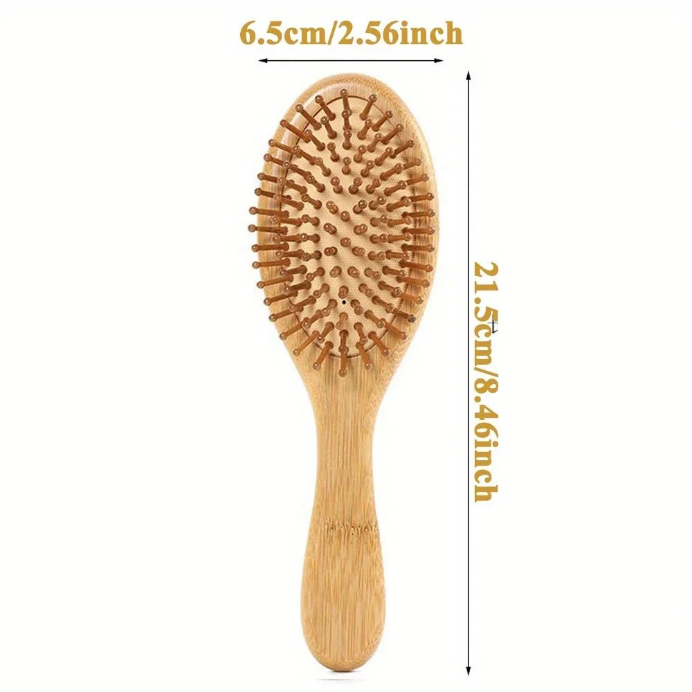 Pente de bambu natural com almofada de ar - embeleza - me.com