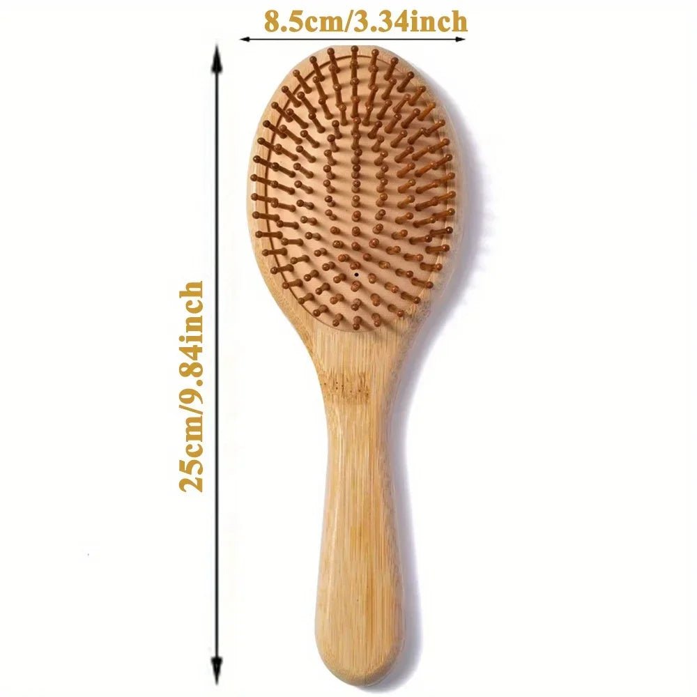 Pente de bambu natural com almofada de ar - embeleza - me.com