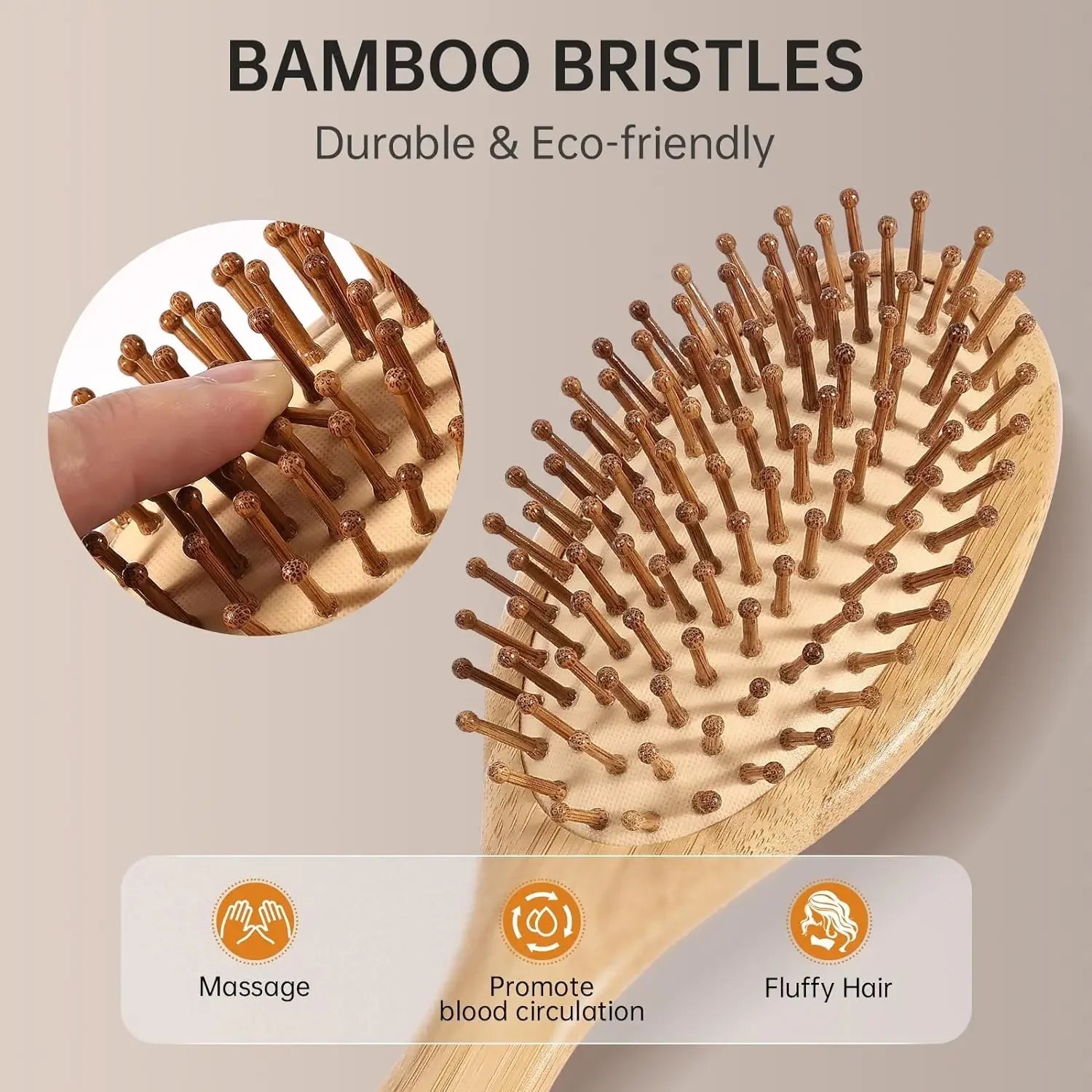 Pente de bambu natural com almofada de ar - embeleza - me.com